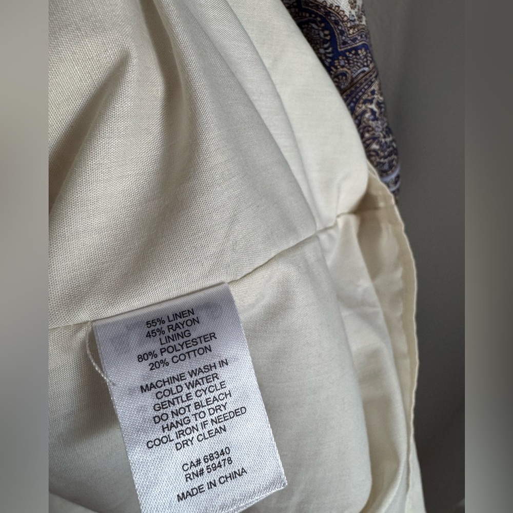 House of Harlow Linen Rayon Blend Boho Paisley Print European Summer Dress Large - Picture 10 of 10